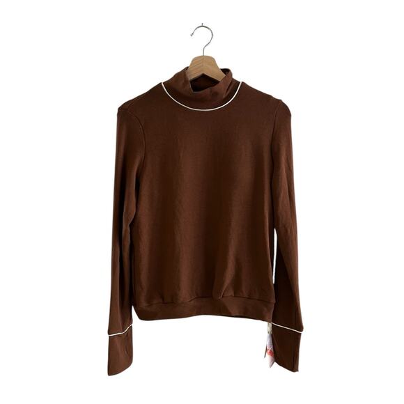 OGL Eco Mousse Turtleneck Long Sleeve Top in Chocolate Brown M NWT - Picture 2 of 4